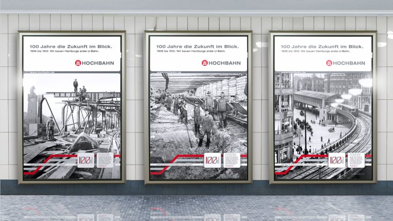 100 Jahre Jubiläum Citylight-Plakate für Hamburger Hochbahn