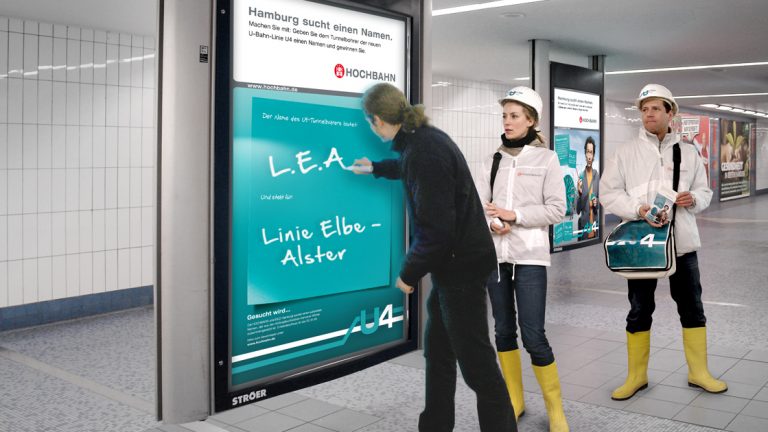 Hochbahn U4-Kampagne mit interaktiven Citylight-Postern