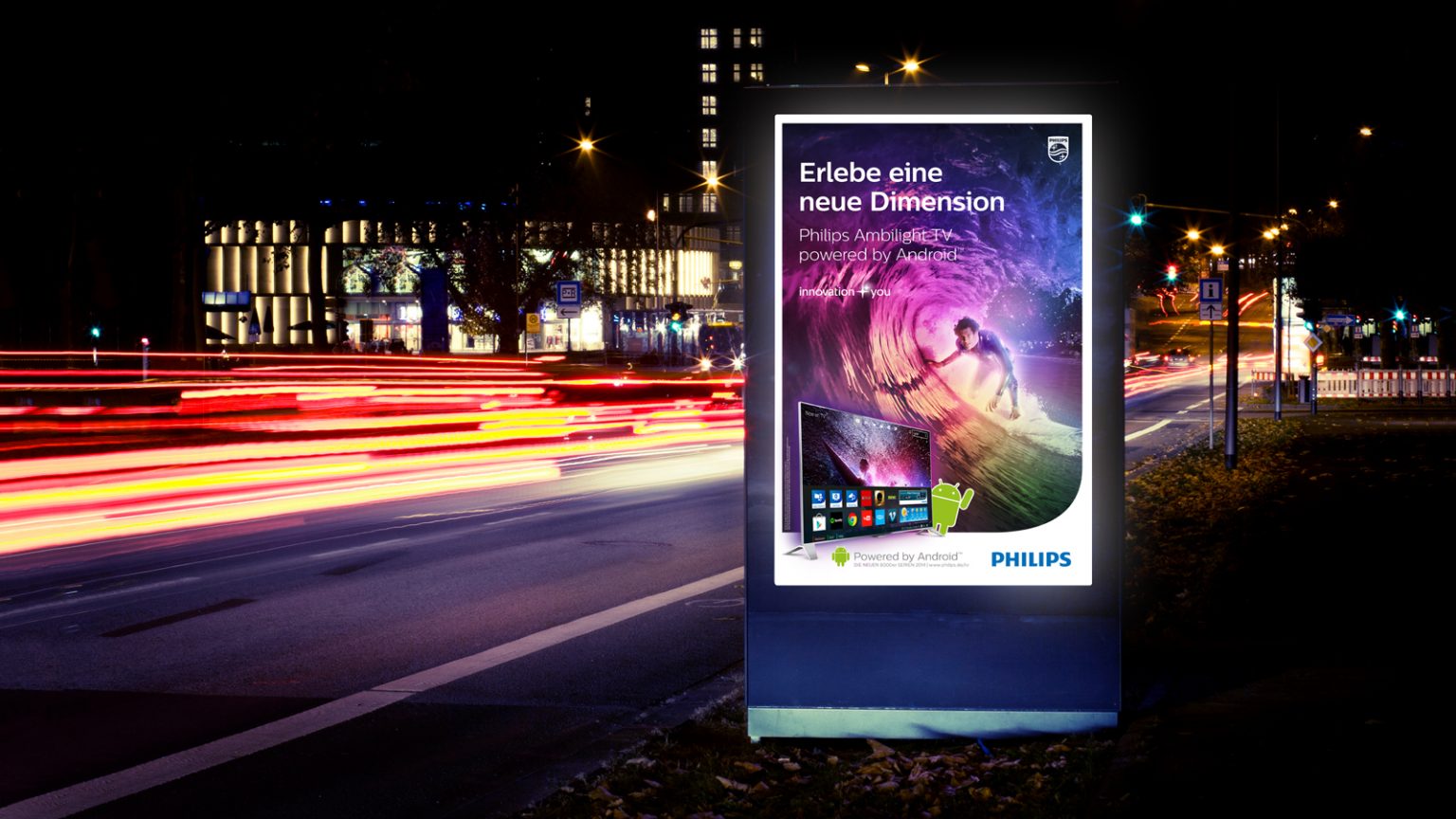 Citylight-Poster der Philips Ambilight TV Kampagne