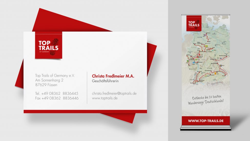 TopTrails Corporate Design Entwicklung Visitenkarte und Roll-up