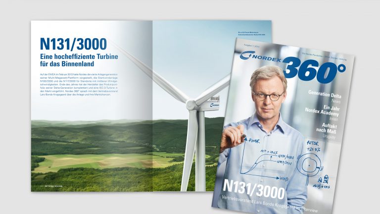 Editorial-Design für Nordex 360° Kunden-Magazin