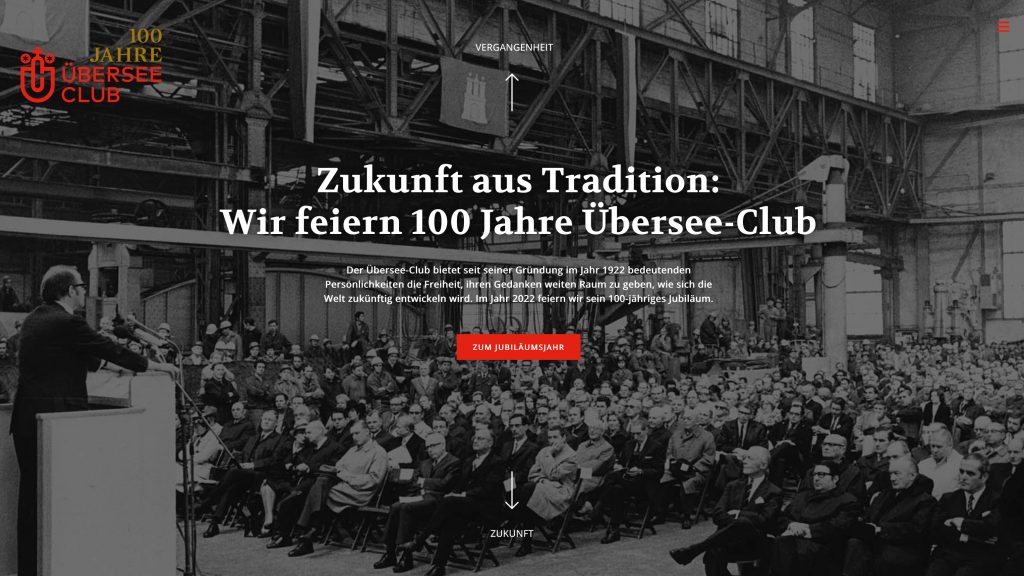 Jubiläums-Webseiten für 100 Jahre Übersee-Club