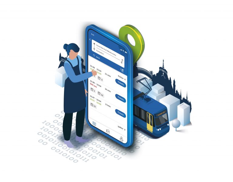 Illustrations-Design für ÖPNV Mobilitätsplattform KVGmobil der KVG Kassel
