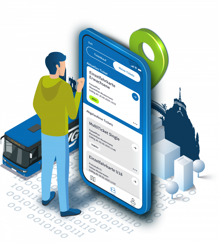 App-Design für ÖPNV Mobilitätsplattform KVGmobil der KVG Kassel