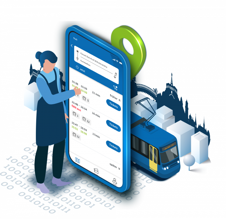 App-Design für ÖPNV Mobilitätsplattform KVGmobil der KVG Kassel