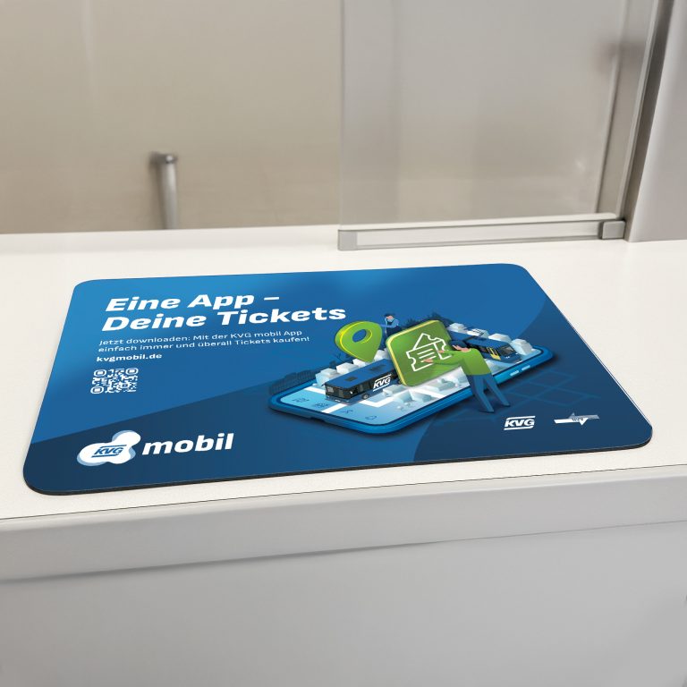 Tresenaufleger-Matte-Design für ÖPNV Mobilitätsplattform KVGmobil der KVG Kassel