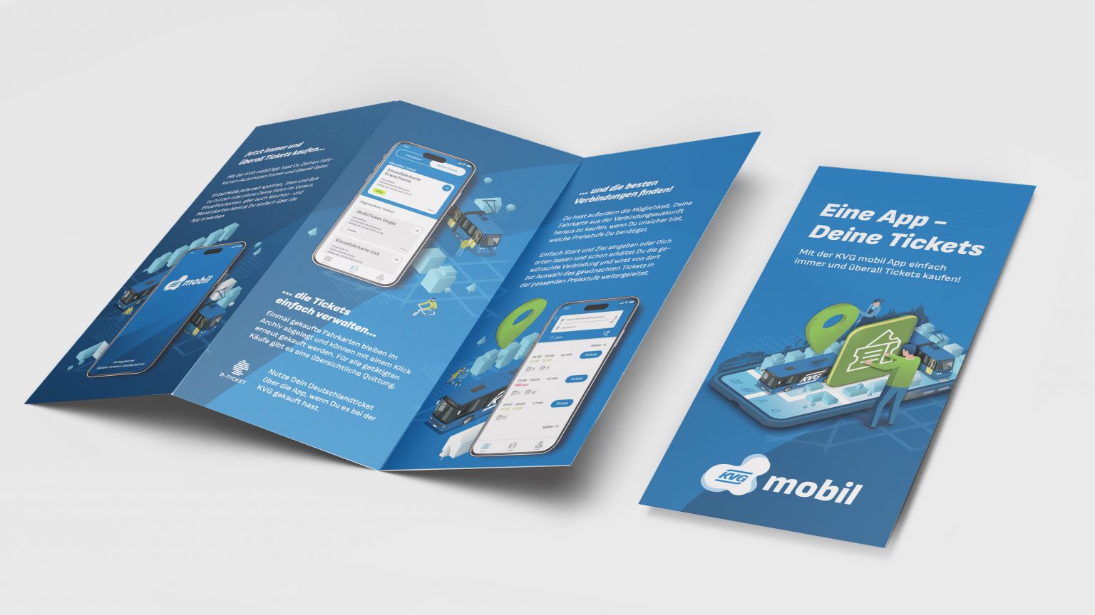 Flyer-Design für ÖPNV Mobilitätsplattform KVGmobil der KVG Kassel