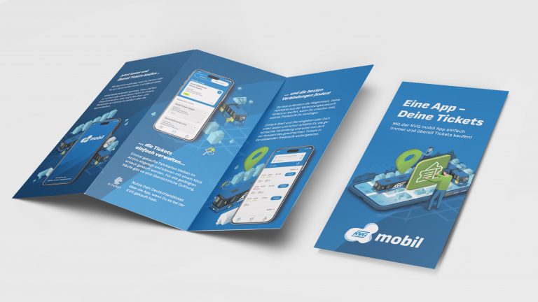 Flyer-Design für ÖPNV Mobilitätsplattform KVGmobil der KVG Kassel