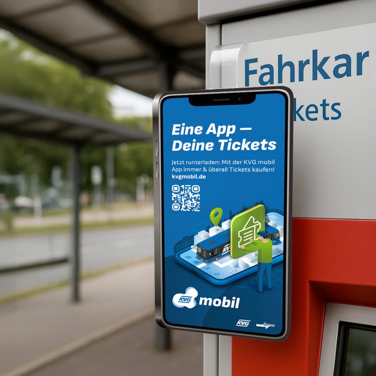 Wobbler-Design für ÖPNV Mobilitätsplattform KVGmobil der KVG Kassel
